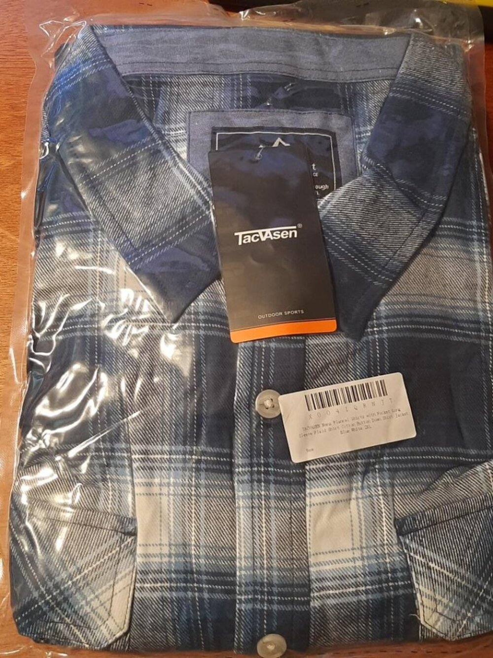 NEW Tacvasen Mens Flannel Shirts Long Sleeve Cotton Button Down Blue White Sz2XL